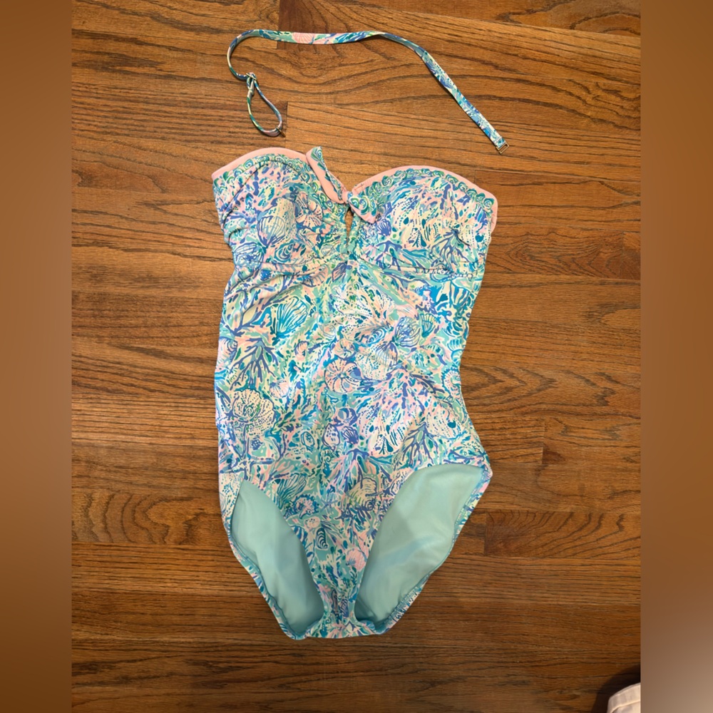 Lilly Pulitzer Blue and Pink Floral One Piece Swimsuit